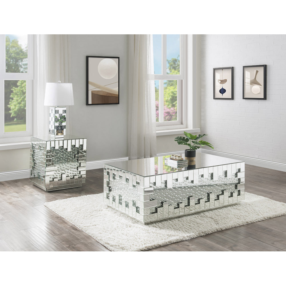ACME 88045 Nysa Coffee Table, Mirrored & Faux Crystals