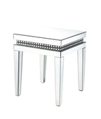 ACME 88052 Lotus End Table, Mirrored & Faux Crystals Inlay