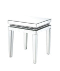 ACME 88052 Lotus End Table, Mirrored & Faux Crystals Inlay