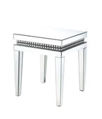 ACME 88052 Lotus End Table, Mirrored & Faux Crystals Inlay