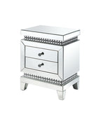 ACME 88054 Lotus Accent Table, Mirrored & Faux Crystals Inlay