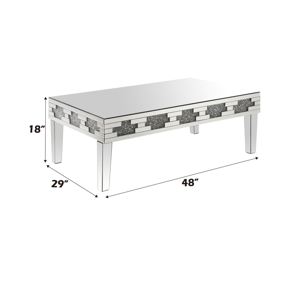 ACME 88055 Noralie Coffee Table, Mirrored & Faux Stones
