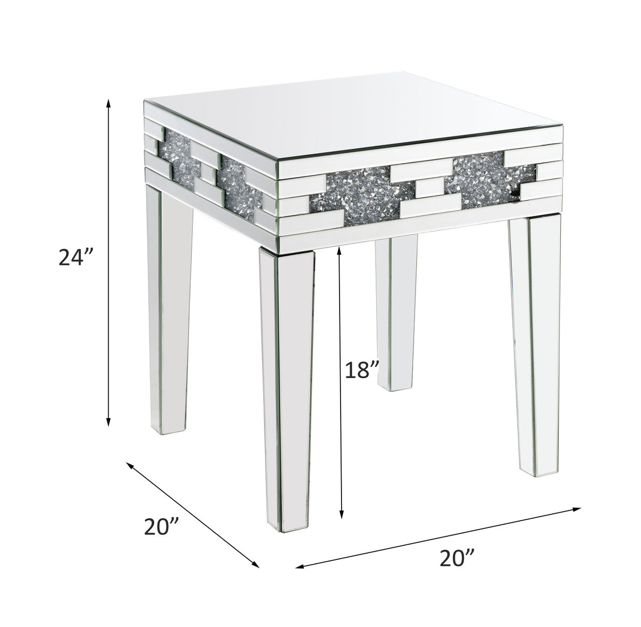 ACME 88057 Noralie End Table, Mirrored & Faux Stones