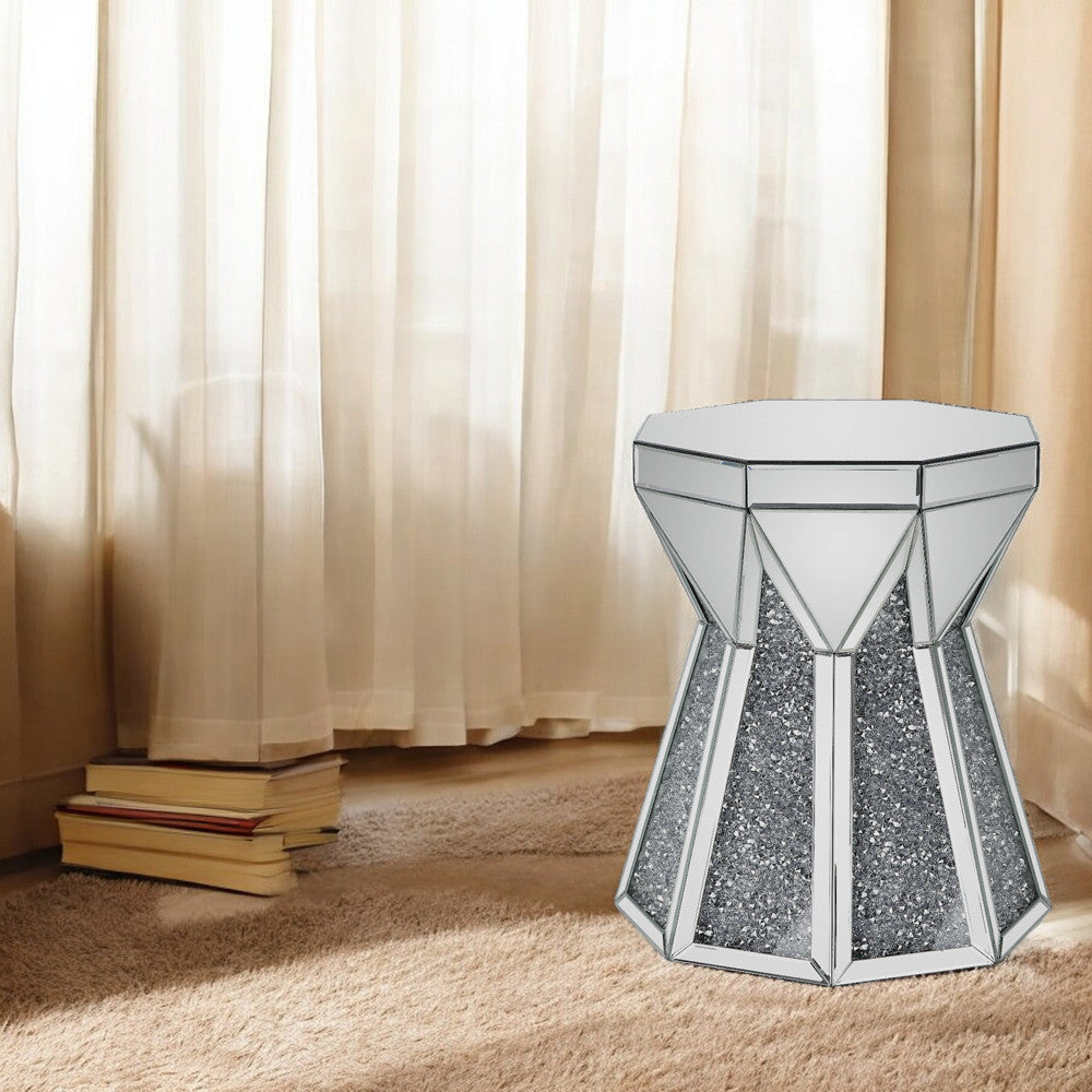 ACME 88062 Noralie End Table, Mirrored & Faux Diamonds