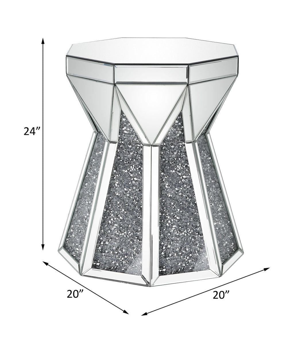 ACME 88062 Noralie End Table, Mirrored & Faux Diamonds