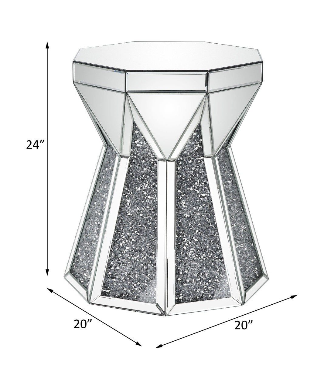 ACME 88062 Noralie End Table, Mirrored & Faux Diamonds