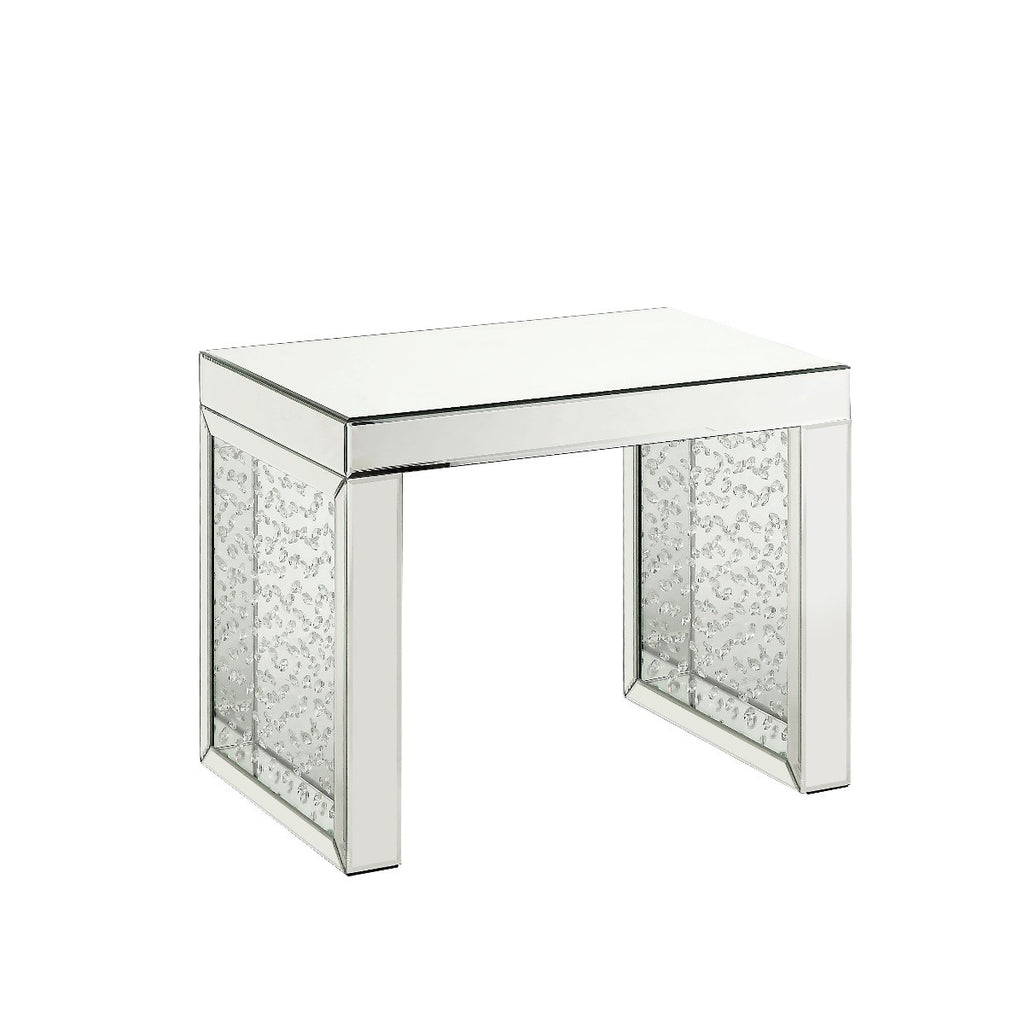 ACME 88065 Nysa Accent Table, Mirrored & Faux Crystals Inlay