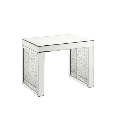 ACME 88065 Nysa Accent Table, Mirrored & Faux Crystals Inlay