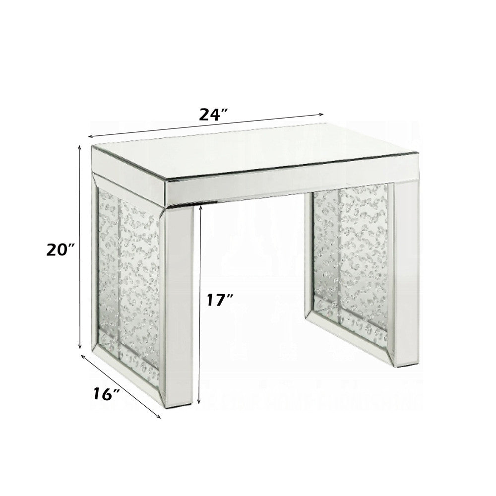 ACME 88065 Nysa Accent Table, Mirrored & Faux Crystals Inlay