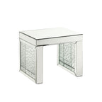 ACME 88066 Nysa Accent Table, Mirrored & Faux Crystals Inlay