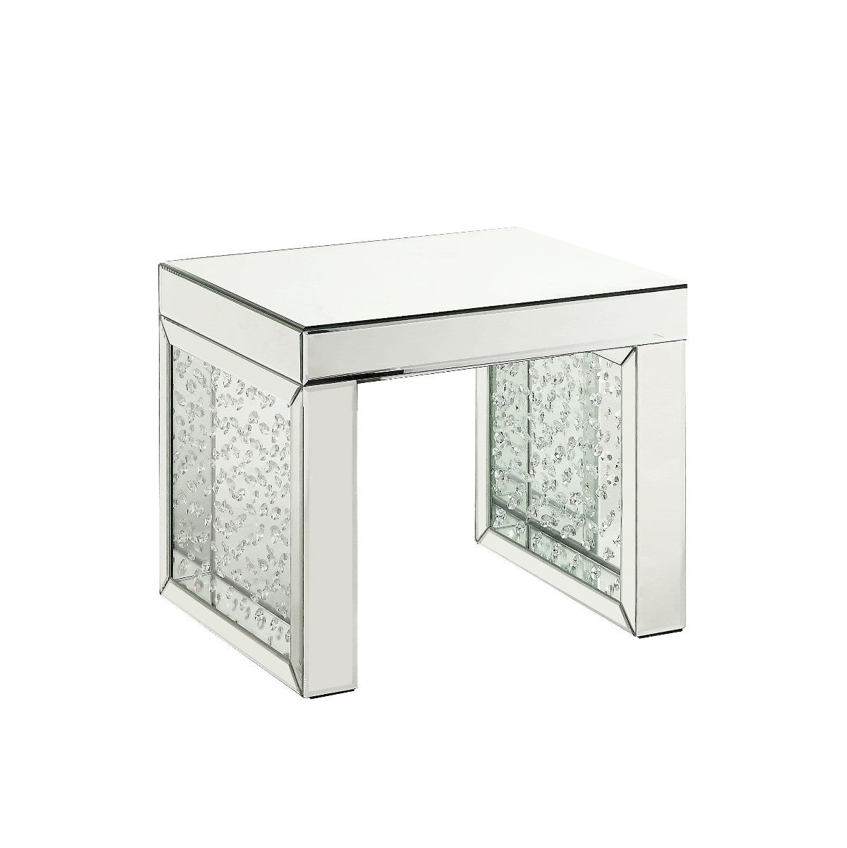 ACME 88066 Nysa Accent Table, Mirrored & Faux Crystals Inlay