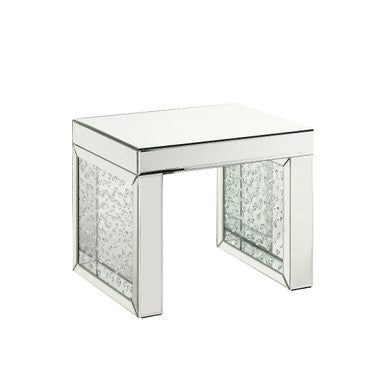 ACME 88066 Nysa Accent Table, Mirrored & Faux Crystals Inlay