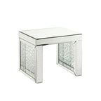 ACME 88066 Nysa Accent Table, Mirrored & Faux Crystals Inlay