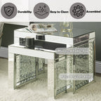 ACME 88066 Nysa Accent Table, Mirrored & Faux Crystals Inlay