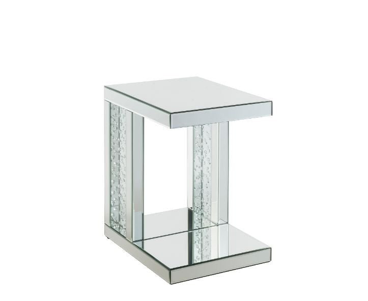 ACME 88067 Nysa Accent Table, Mirrored & Faux Crystals Inlay