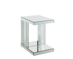 ACME 88067 Nysa Accent Table, Mirrored & Faux Crystals Inlay