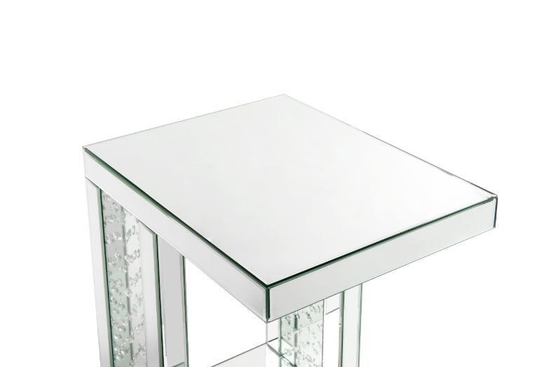 ACME 88067 Nysa Accent Table, Mirrored & Faux Crystals Inlay