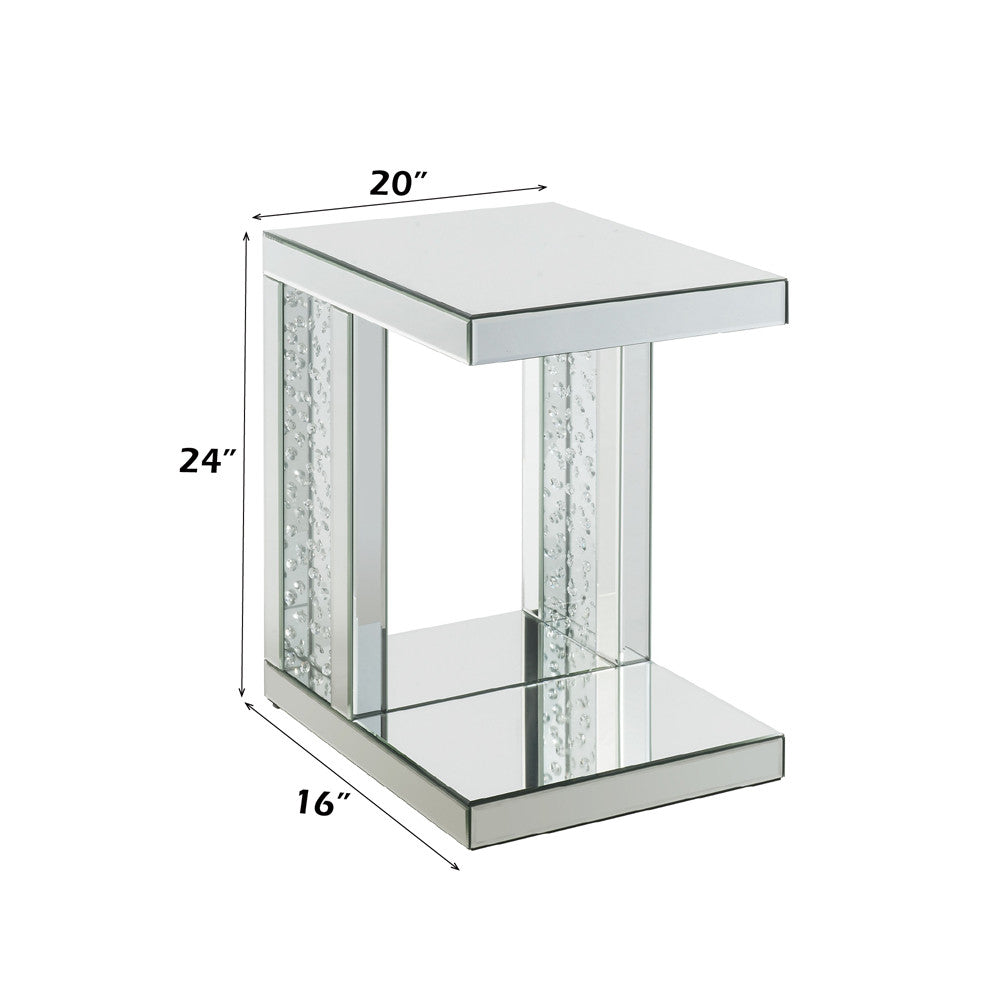 ACME 88067 Nysa Accent Table, Mirrored & Faux Crystals Inlay
