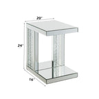 ACME 88067 Nysa Accent Table, Mirrored & Faux Crystals Inlay