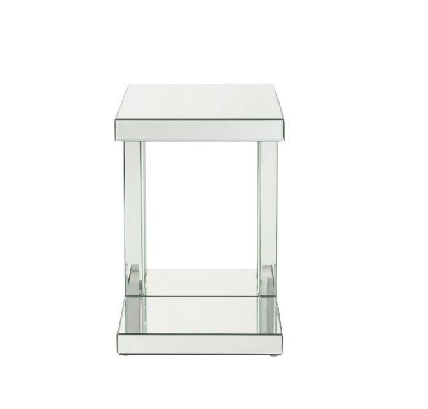 ACME 88067 Nysa Accent Table, Mirrored & Faux Crystals Inlay
