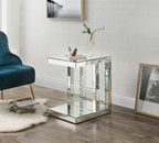 ACME 88067 Nysa Accent Table, Mirrored & Faux Crystals Inlay