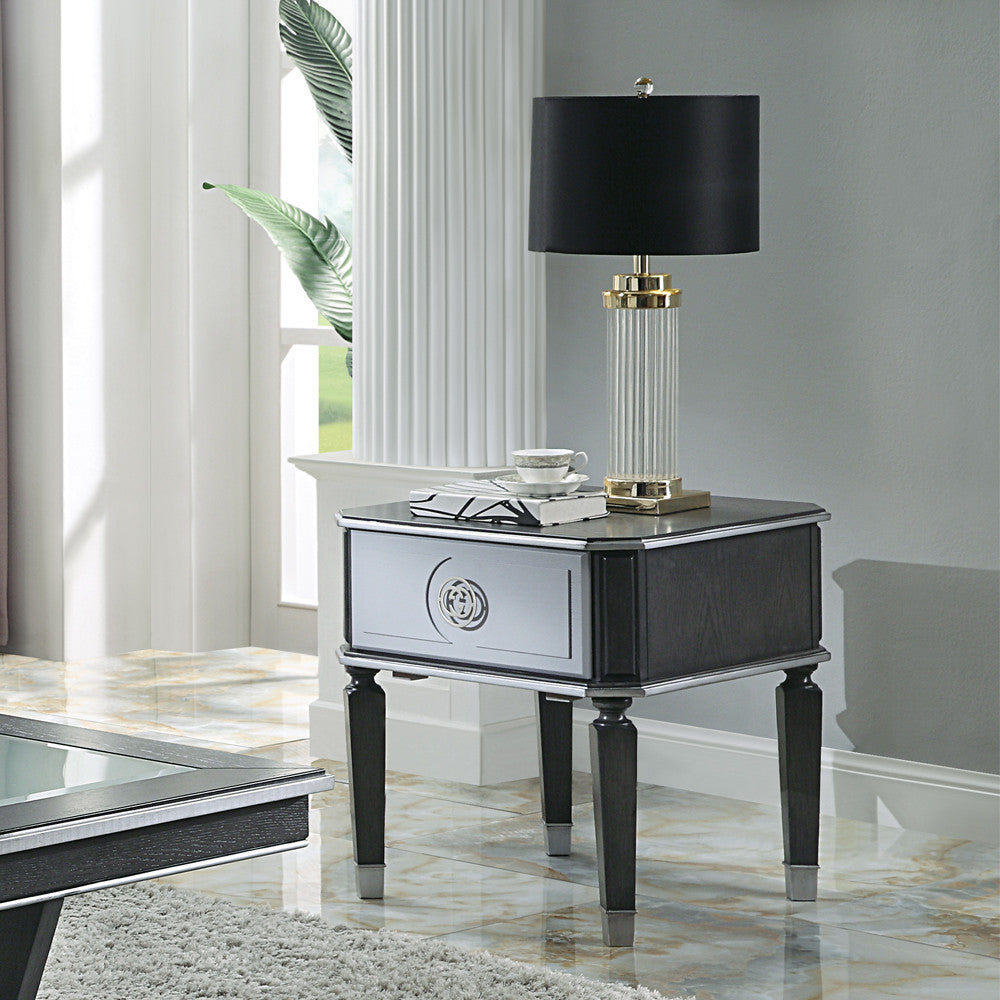 ACME 88817 House Beatrice End Table, Charcoal & Light Gray Finish