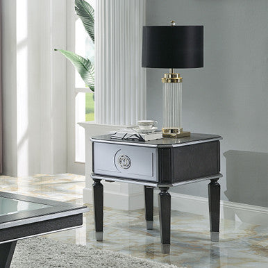 ACME 88817 House Beatrice End Table, Charcoal & Light Gray Finish