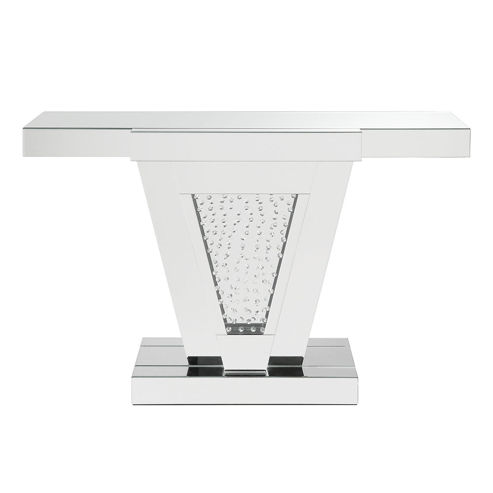 ACME 90064 Nysa Console Table, Mirrored & Faux Crystals (1Set/2Ctn)
