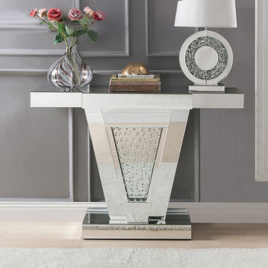 ACME 90064 Nysa Console Table, Mirrored & Faux Crystals (1Set/2Ctn)