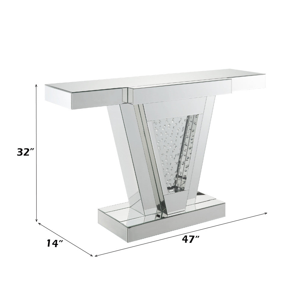 ACME 90064 Nysa Console Table, Mirrored & Faux Crystals (1Set/2Ctn)