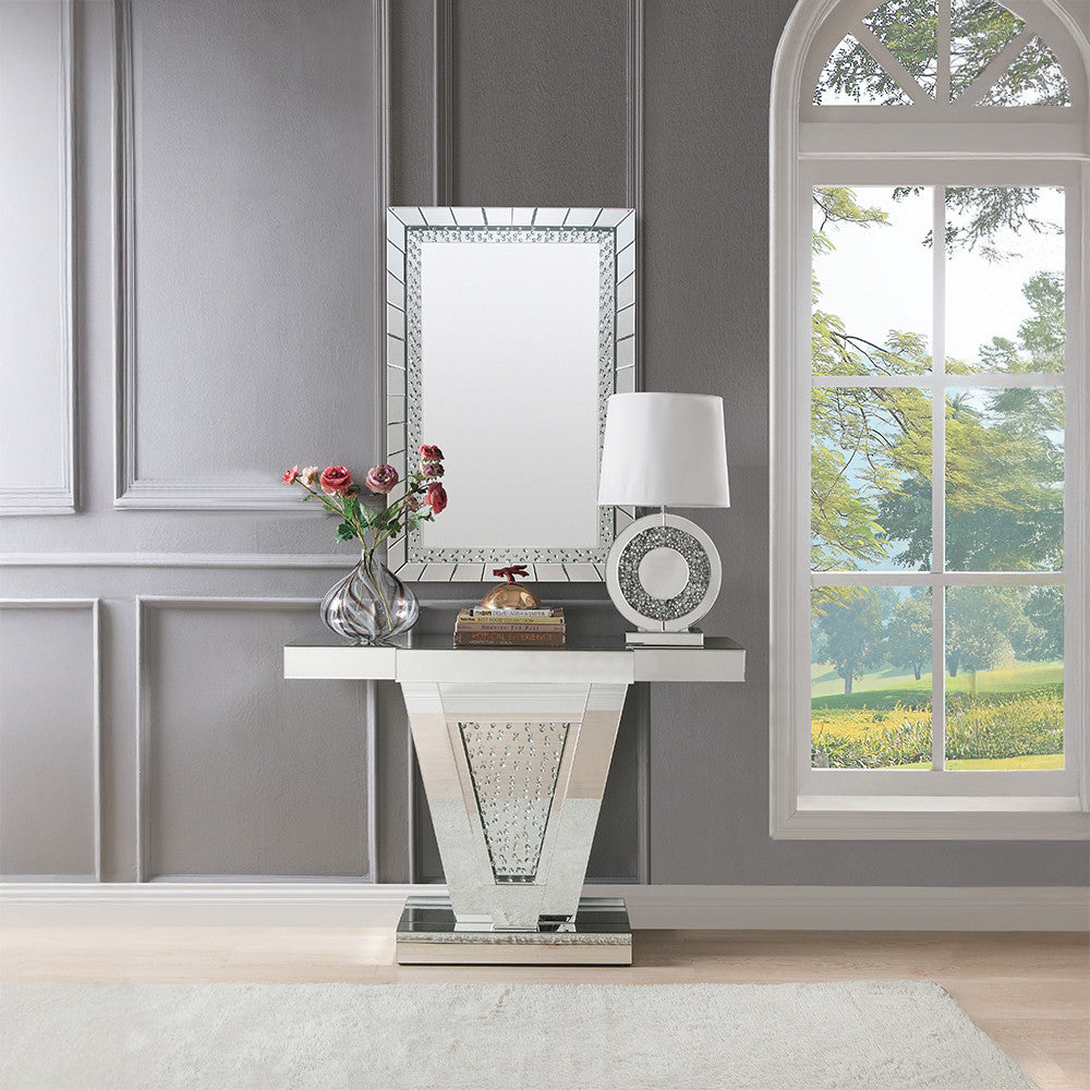 ACME 90064 Nysa Console Table, Mirrored & Faux Crystals (1Set/2Ctn)