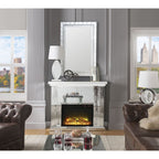ACME 90204 Nysa Fireplace, Mirrored & Faux Crystals