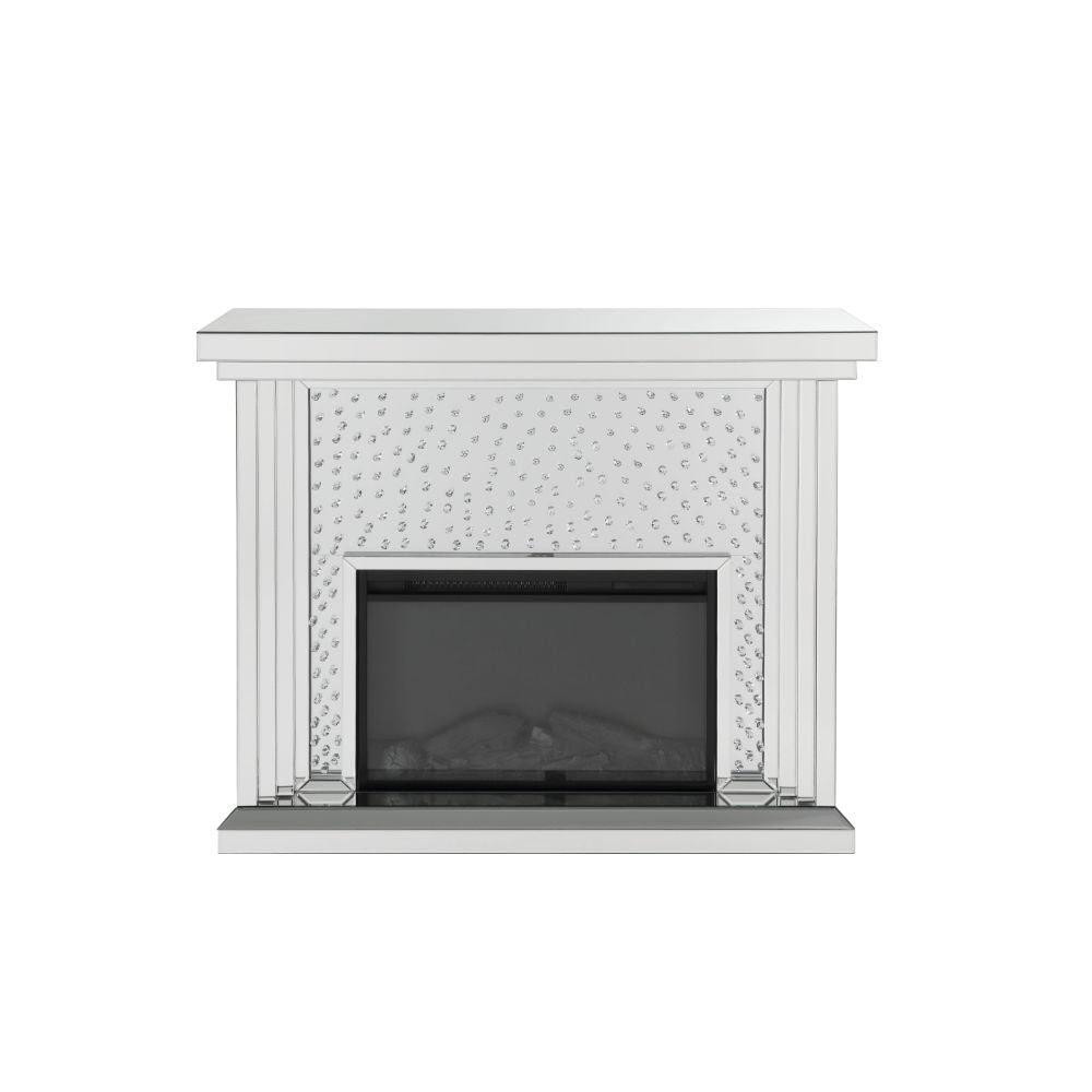 ACME 90204 Nysa Fireplace, Mirrored & Faux Crystals