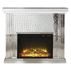 ACME 90204 Nysa Fireplace, Mirrored & Faux Crystals