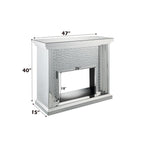 ACME 90204 Nysa Fireplace, Mirrored & Faux Crystals