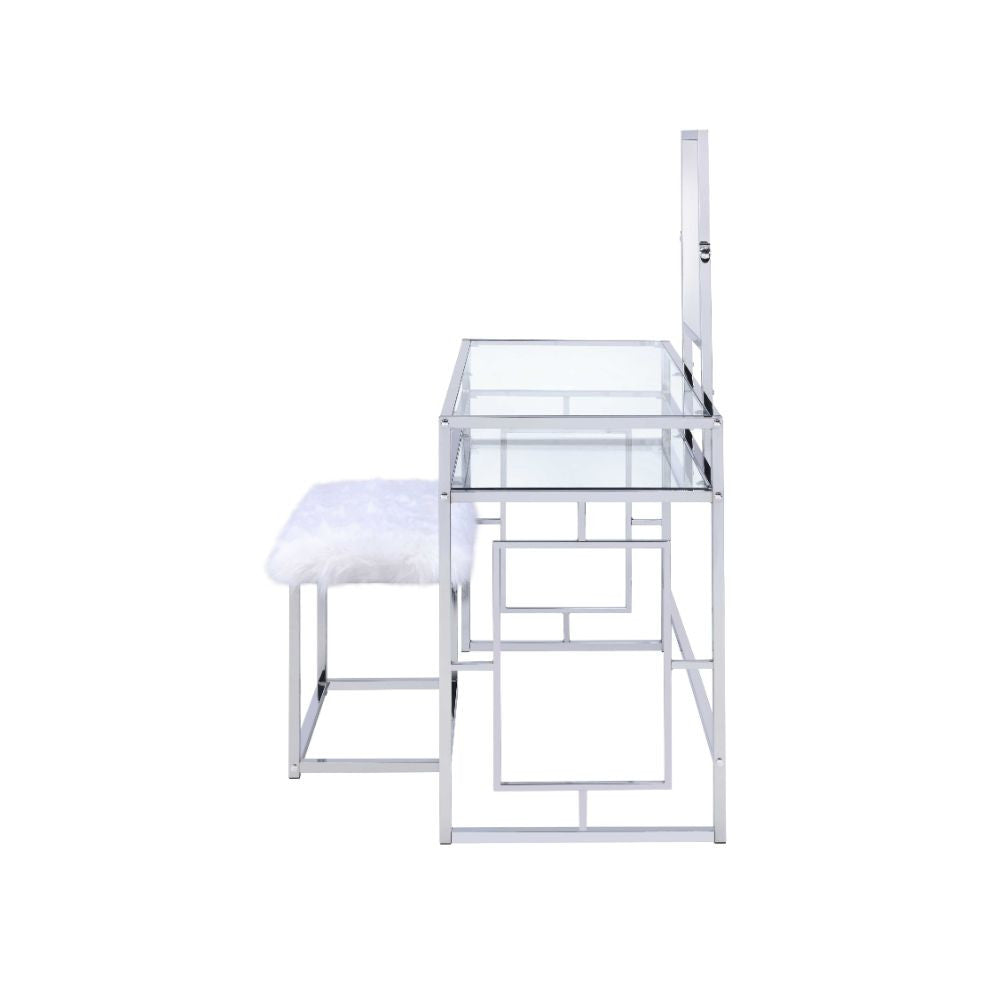 ACME 90314 Carenze II Vanity Set, White & Chrome