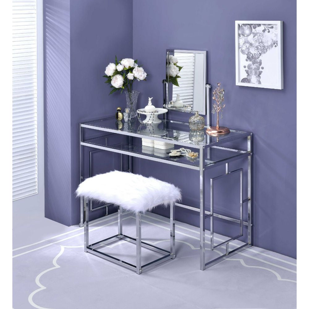 ACME 90314 Carenze II Vanity Set, White & Chrome