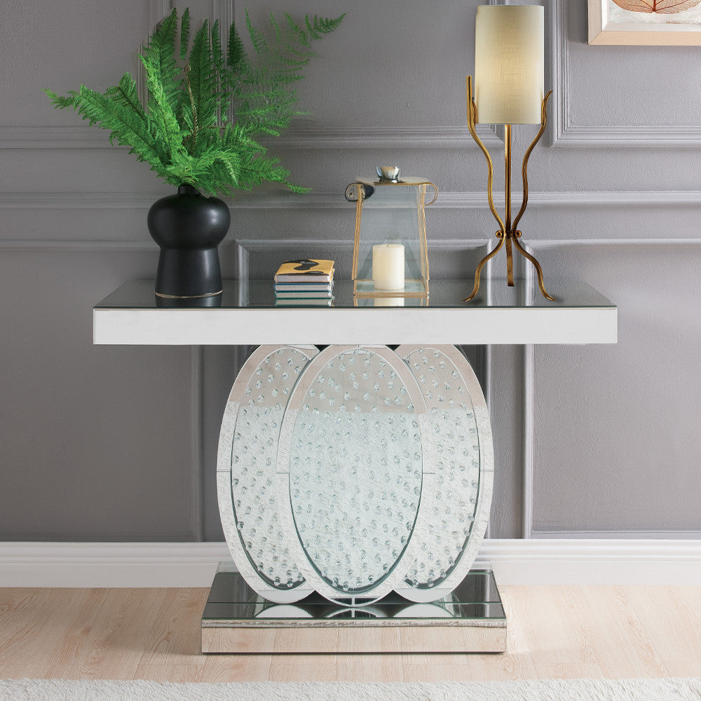 ACME 90320 Nysa Console Table, Mirrored & Faux Crystals (1Set/2Ctn)