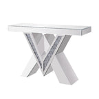 ACME 90444 Noralie Console Table, Mirrored & Faux Diamonds (1Set/2Ctn)