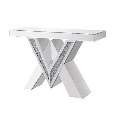 ACME 90444 Noralie Console Table, Mirrored & Faux Diamonds (1Set/2Ctn)