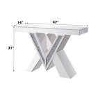 ACME 90444 Noralie Console Table, Mirrored & Faux Diamonds (1Set/2Ctn)