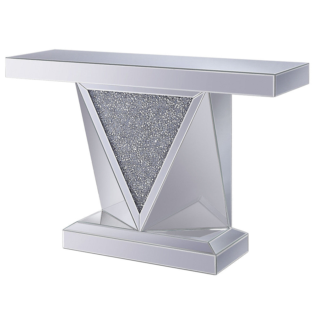 ACME 90448 Noralie Console Table, Mirrored & Faux Diamonds (1Set/2Ctn)