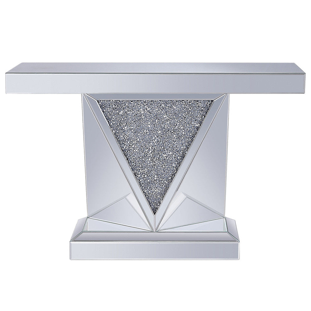 ACME 90448 Noralie Console Table, Mirrored & Faux Diamonds (1Set/2Ctn)