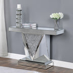 ACME 90448 Noralie Console Table, Mirrored & Faux Diamonds (1Set/2Ctn)