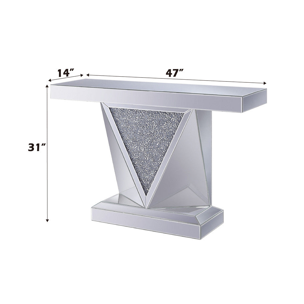 ACME 90448 Noralie Console Table, Mirrored & Faux Diamonds (1Set/2Ctn)