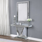 ACME 90448 Noralie Console Table, Mirrored & Faux Diamonds (1Set/2Ctn)