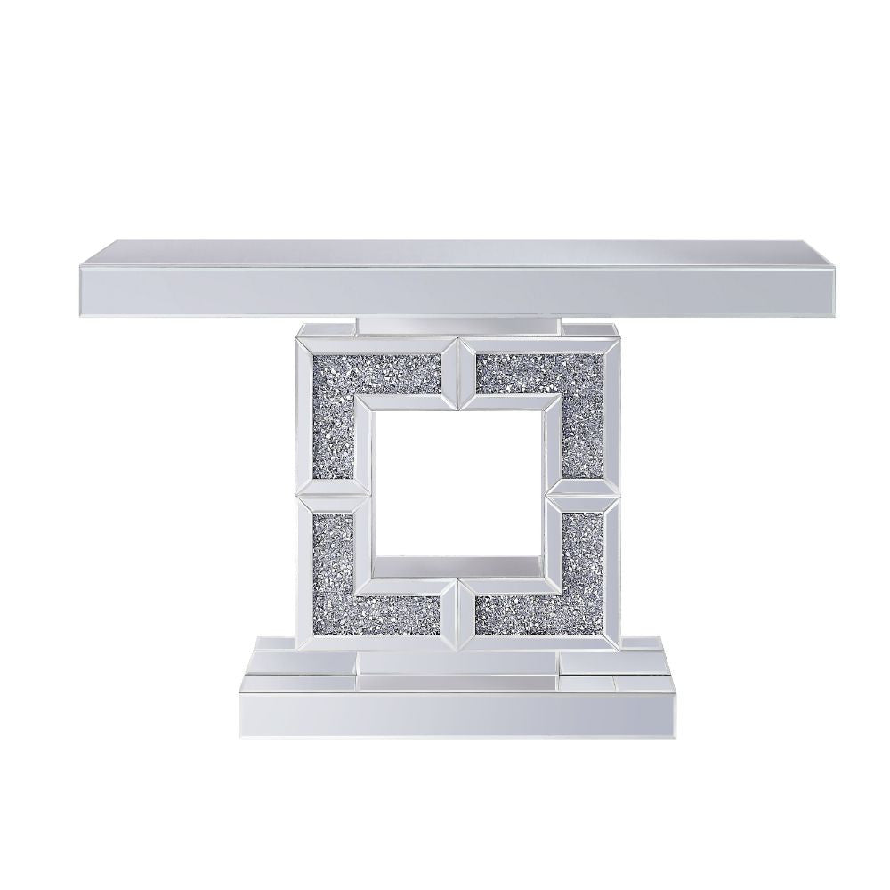 ACME 90450 Noralie Console Table, Mirrored & Faux Diamonds (1Set/2Ctn)