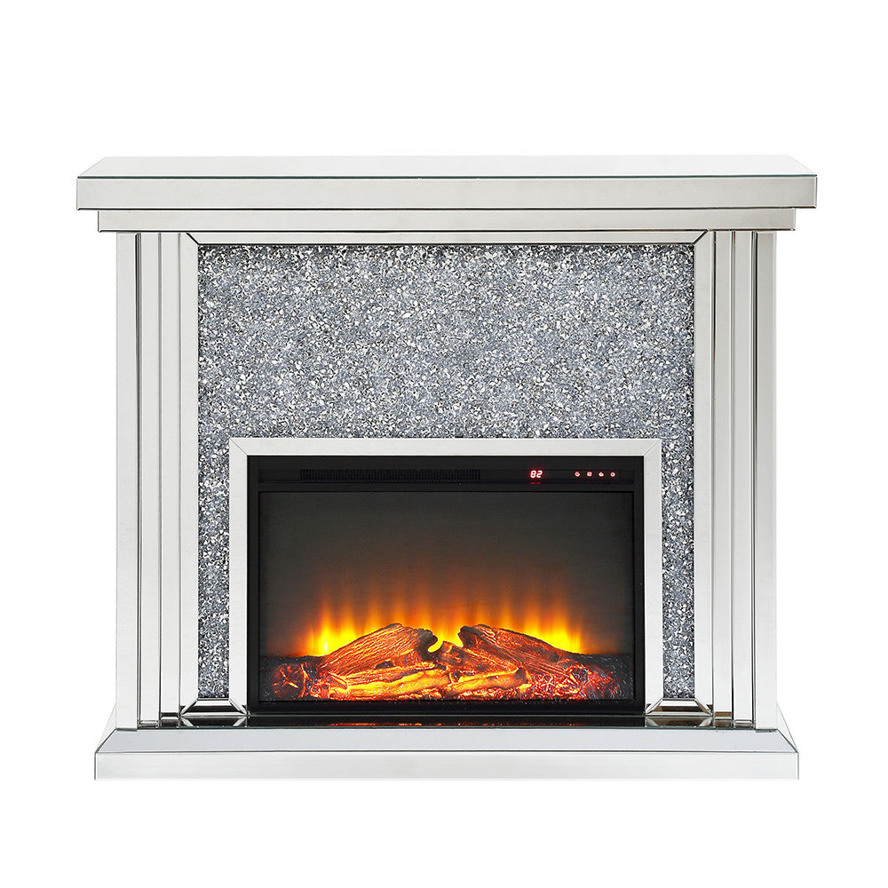 ACME 90455 Noralie Fireplace, Mirrored & Faux Diamonds