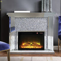 ACME 90455 Noralie Fireplace, Mirrored & Faux Diamonds