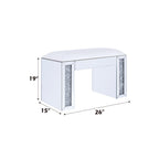 ACME 90467 Noralie Vanity Stool, PU, Mirrored & Faux Diamonds